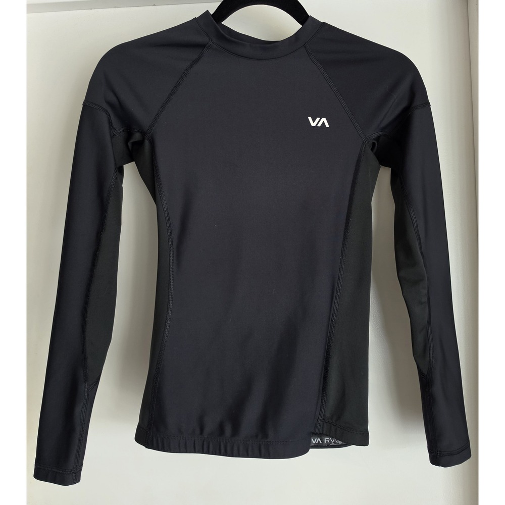 RVCA Women's Long Sleeve Rash Guard Size S Black Surf Swim Top